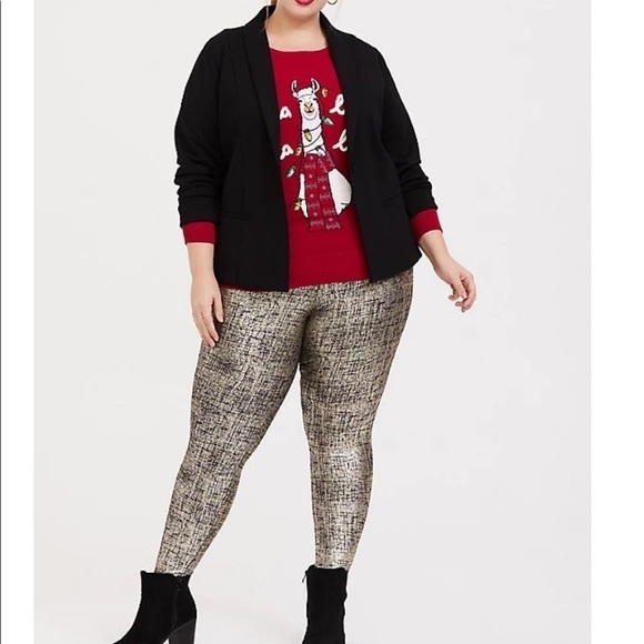 TORRID Metallic Foil Crosshatch‎ Gold Legging 4X - Picture 1 of 6